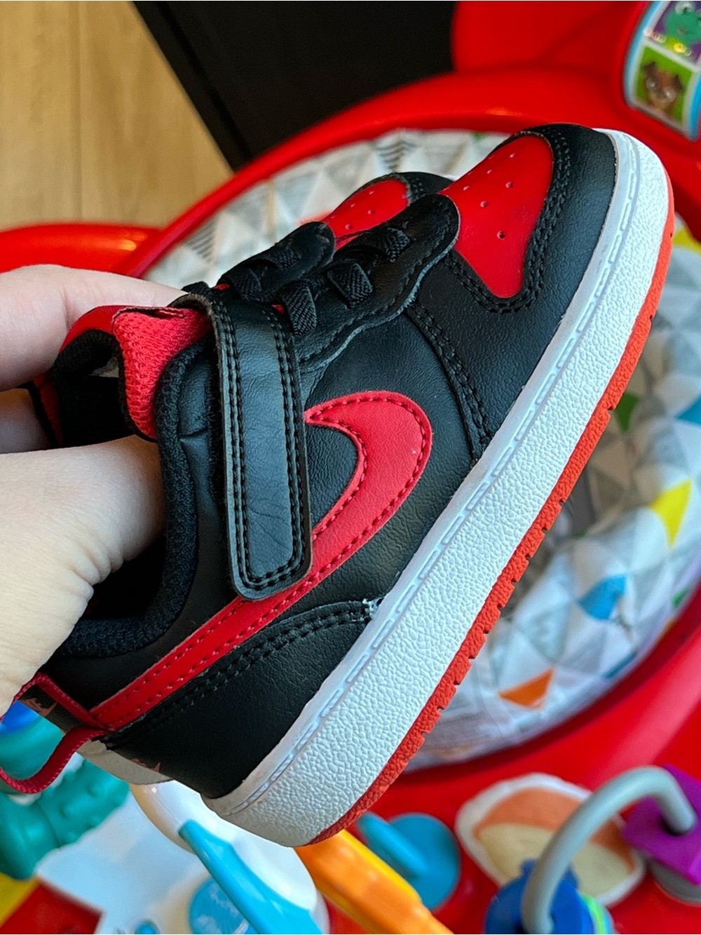 Nike Kids Black and Red Velcro Sneakers